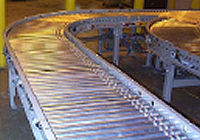 Powered roller belt conveyor.
